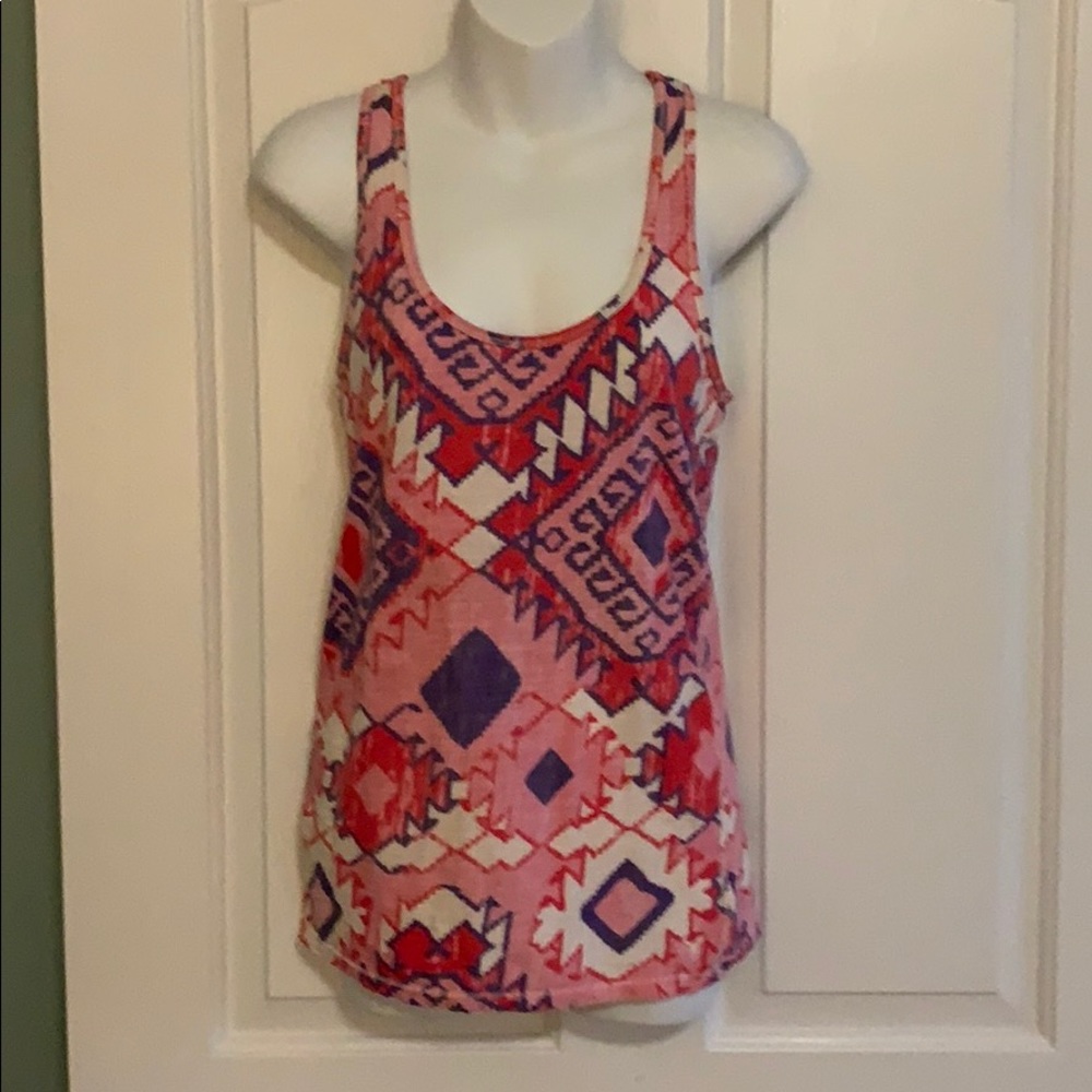 Aztec print racer back tank top